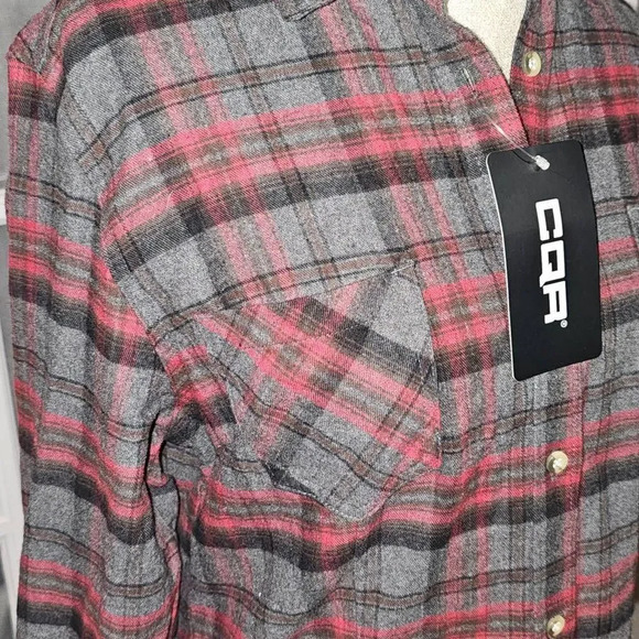 NWT CQR Gears Tactical Series Womens Red Gray Plaid Flannel Button Down Shirt M - Picture 3 of 5
